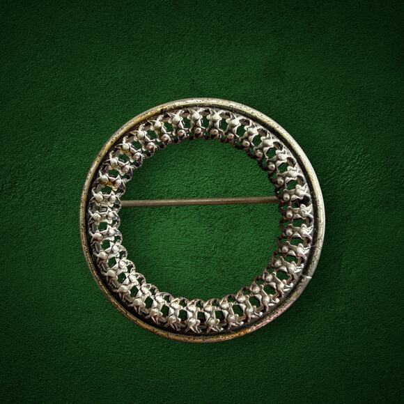 Sterling Jewelry - Circle Brooch Geometric Sterling Silver Pin Vintage